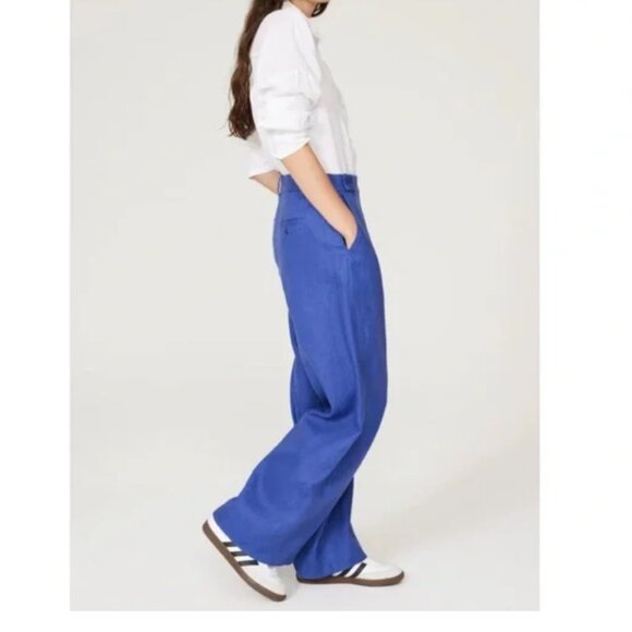 Madewell Blue Linen Pants Size 4 - Picture 3 of 8